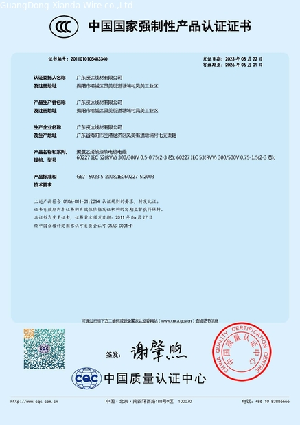 China GuangDong XianDa Wire Co.,Ltd certification